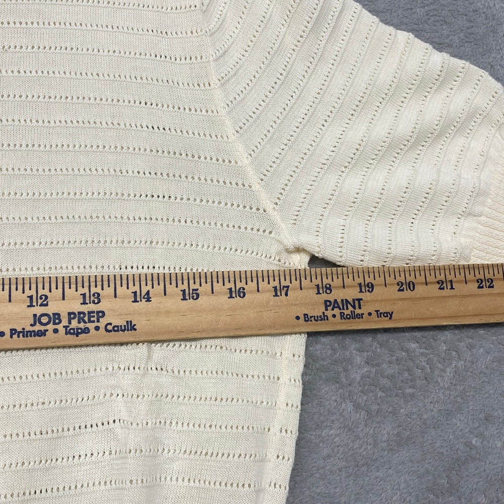 Madewell Sweater Medium Textural Stitch Crewneck Cream Cotton Short Sleeve NZ326 - Picture 7 of 10